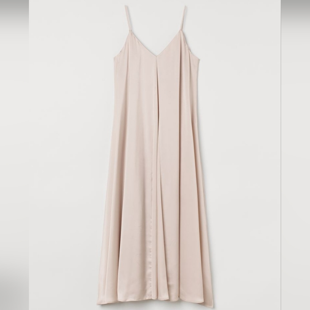 H&M A-line Satin Champagne colored flowy dress size XL